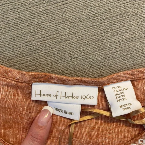 House Of Harlow 1960 100% Linen Top With Embroidered Detail Sizes Small - Picture 6 of 7